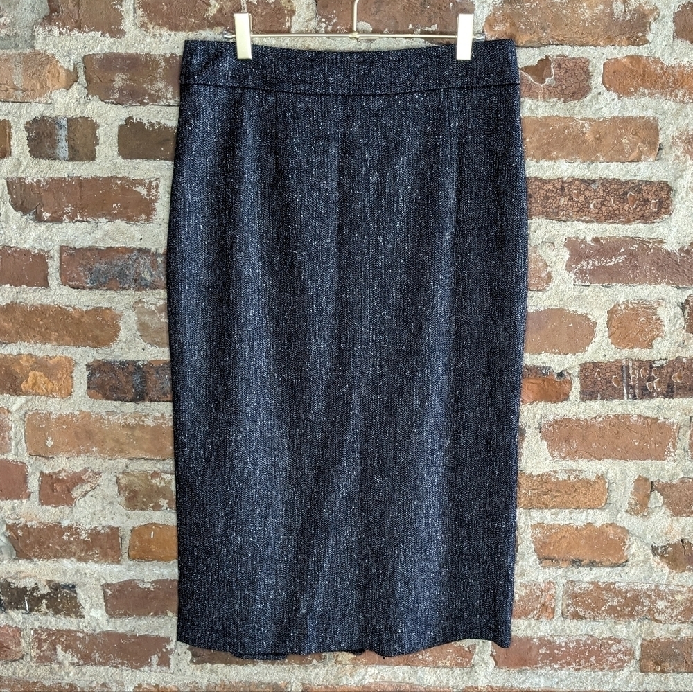 Tahari‎ Size 10 Black & White Tweed Fully Lined Midi Pencil Skirt